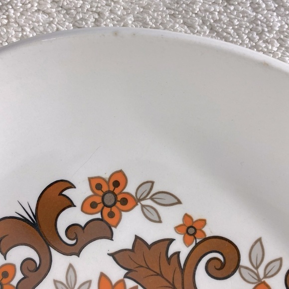 Vintage Cassandra Hostess Tableware MCM Brown Orange Floral Print Oval Platter - Picture 9 of 14